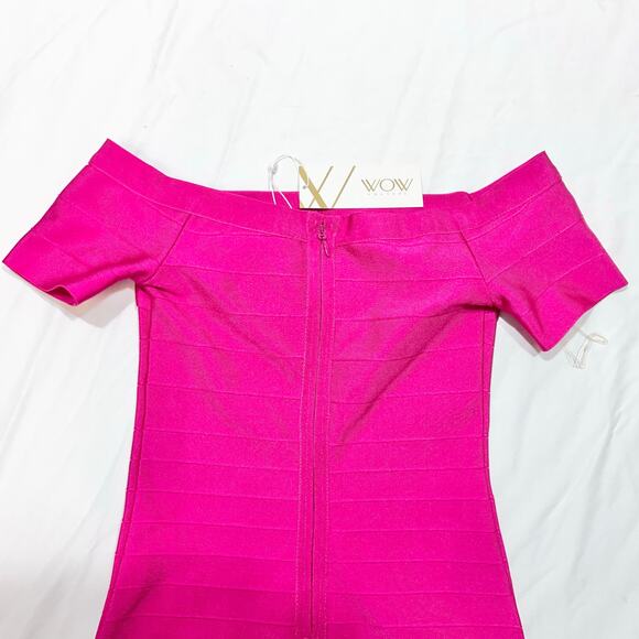 WOW Couture Bandage Bodycon Dress Women Small Pink Zipper Formal Night New - Picture 5 of 10